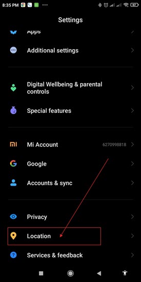 Go to Location to Turn On or Off Location Services on Android