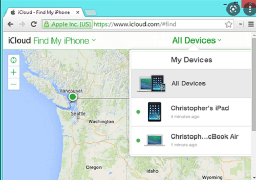 Click All Devices in iCloud Find My iPhone to View More Details