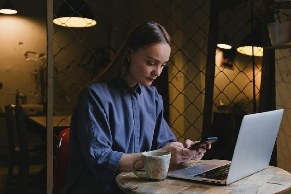 Lady Using Laptop