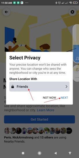 Select Share Location with Someones and tap Next to Track Someone's Location