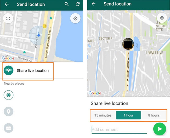 Share location from iPhone to Android via Social Media apps