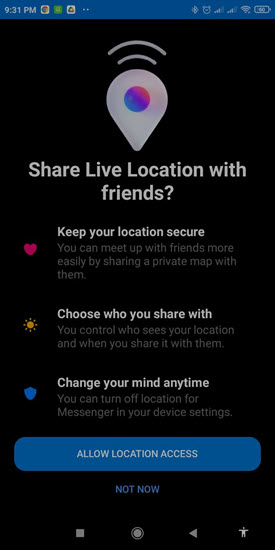 Tap Share Live Location for Friends to to Check Their Location on Facebook