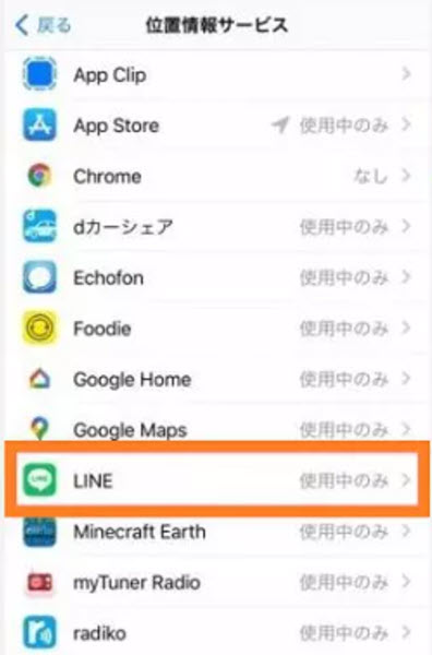 iPhoneで位置情報へのアクセスを許可