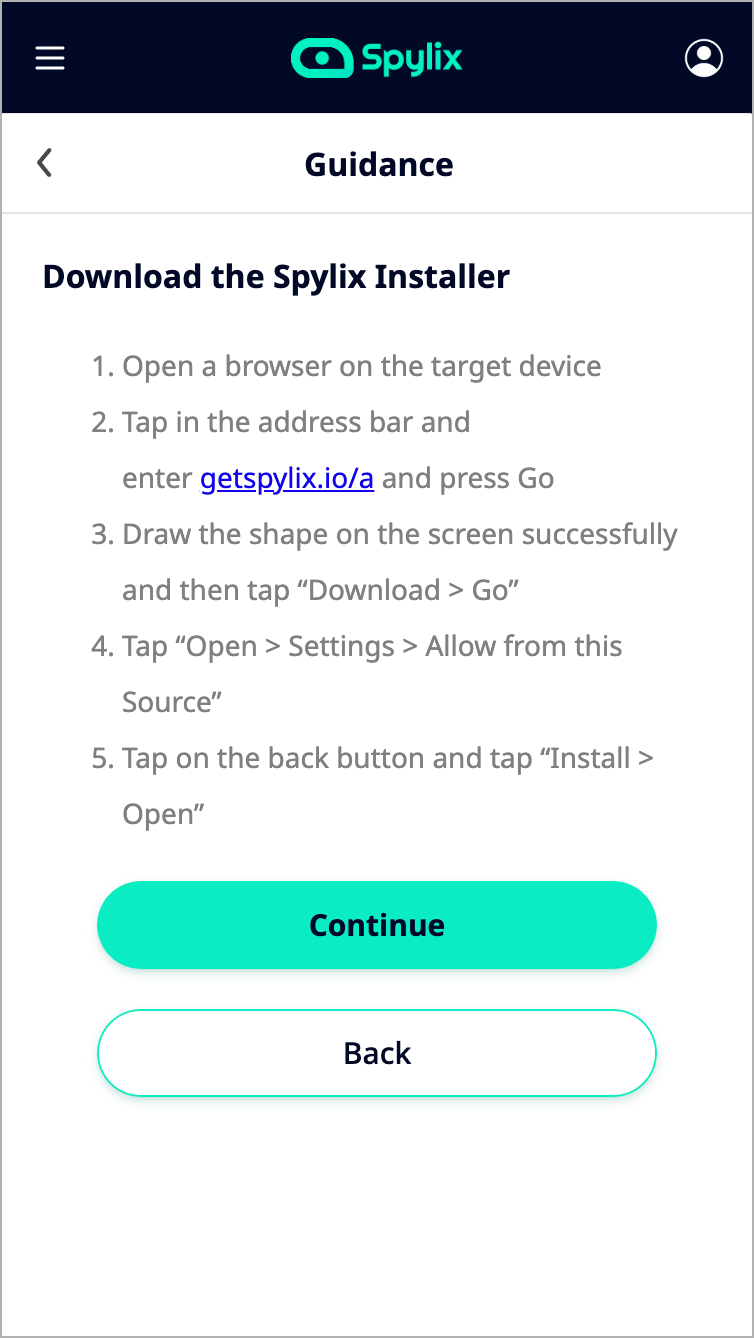 SpylixのアカウントをAndroidで設定