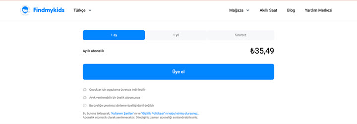 Find My Kids Türkiye Ücretleri