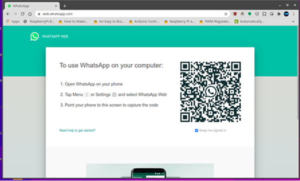 Google Chrome WhatsApp hesabı girişi